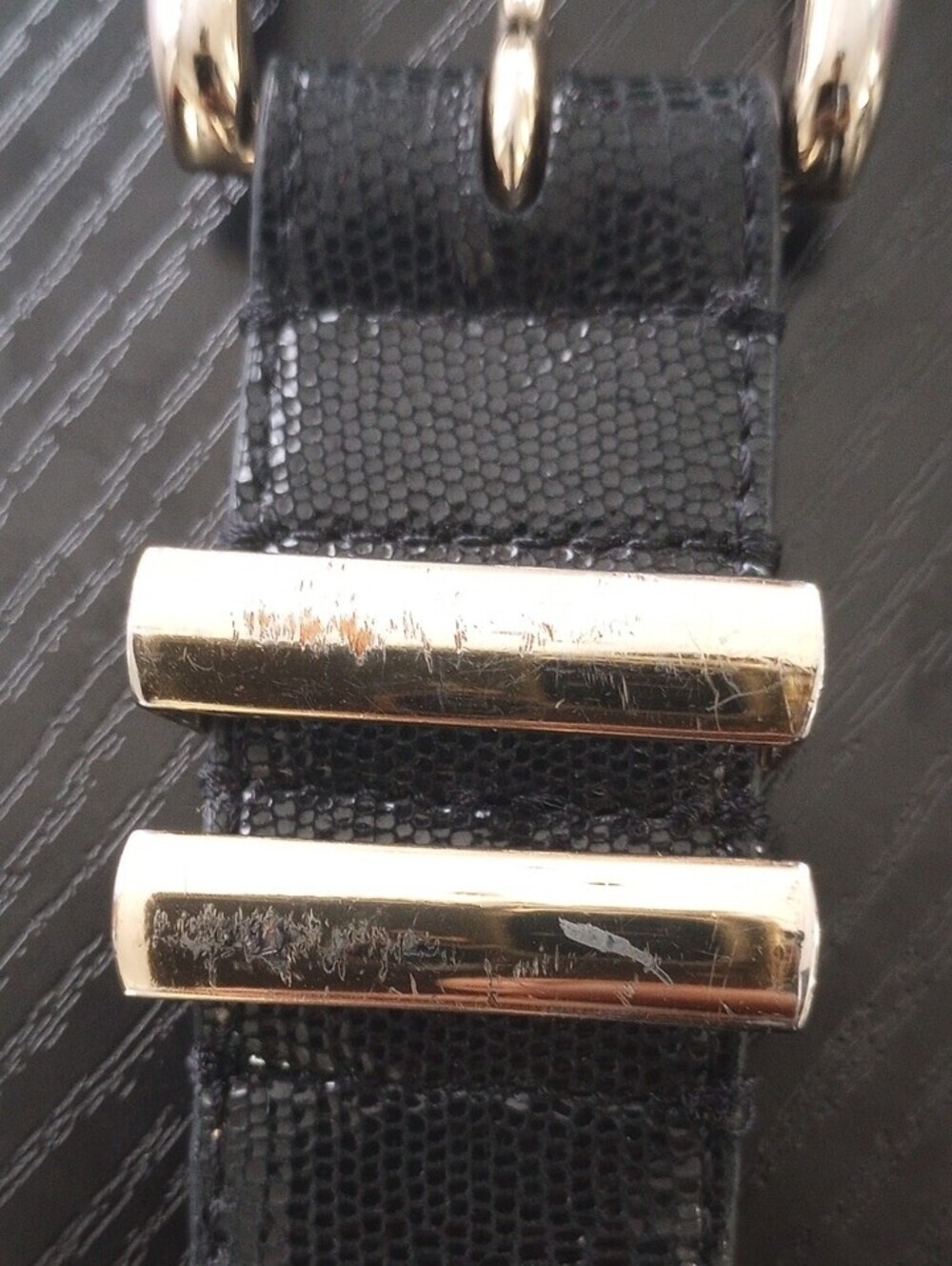 Ann Taylor Black Genuine Leather Belt with Light Gold-Tone Buckle - Picture 6 of 12
